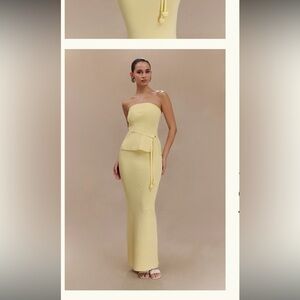 Meshki Pastel Yellow Maxi Skirt Set